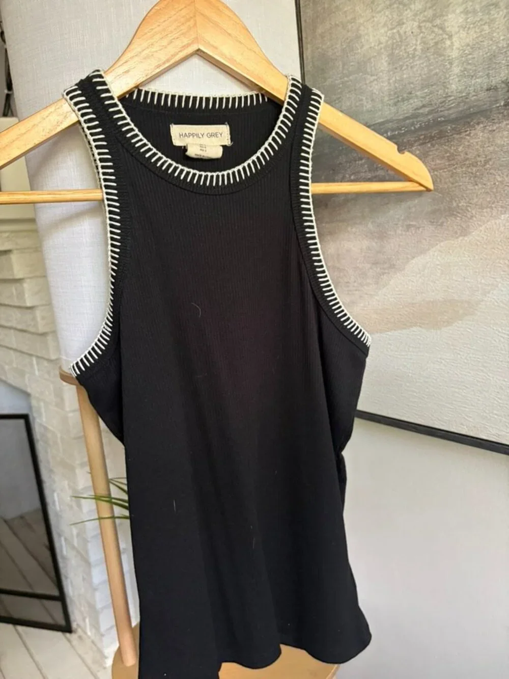 Happily Grey Black Tank & Embroidered Shorts 2 Piece Set XS